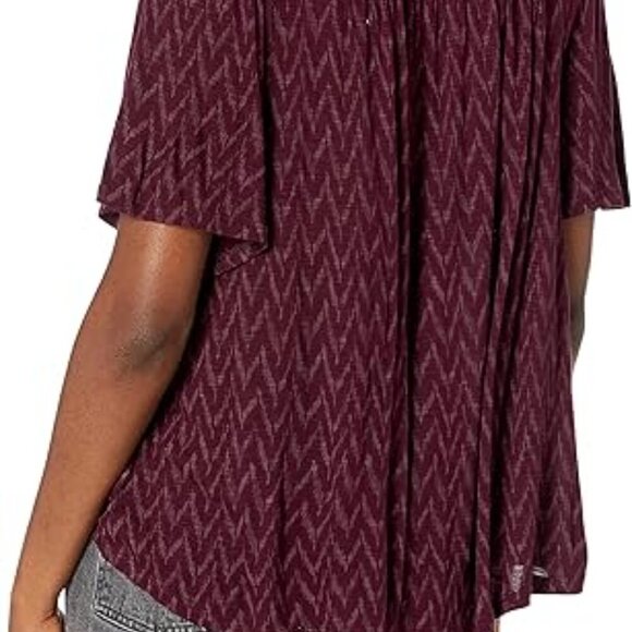 Lucky Brand Women's Purple Flutter Sleeve Button Up Embroidered Boho Blouse XL - Picture 8 of 11